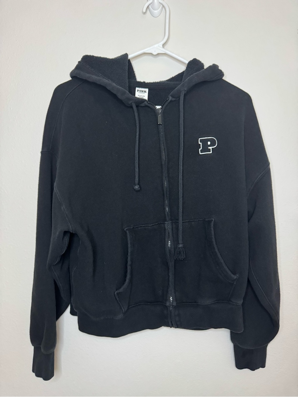 PINK Victoria's Secret Black Fleece Zip Hoodie